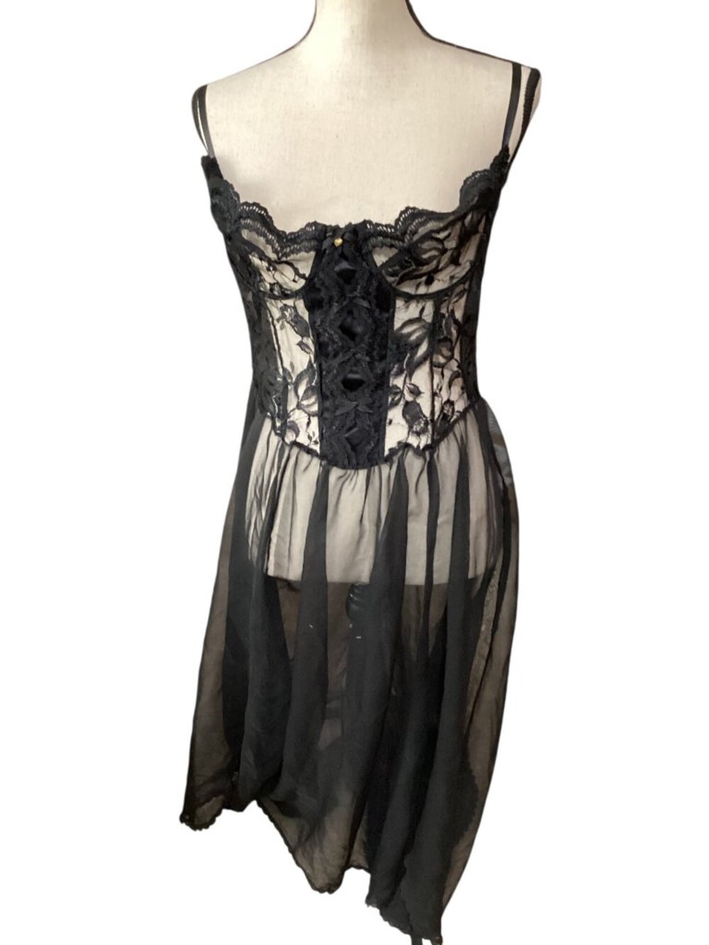 Black Sheer Babydoll Nightgown*2X*Cosplay*Femboy*Sissy*EUC*Sexy*Lingerie*Nighty